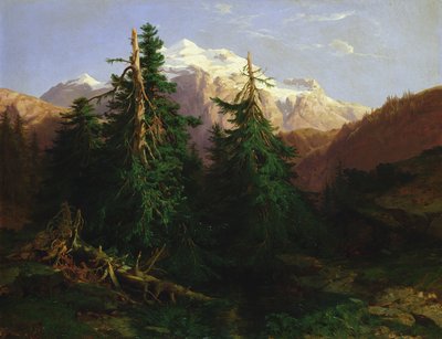 Gletsjer, Rosen Lanigletscher, 1854 door Alexandre Calame